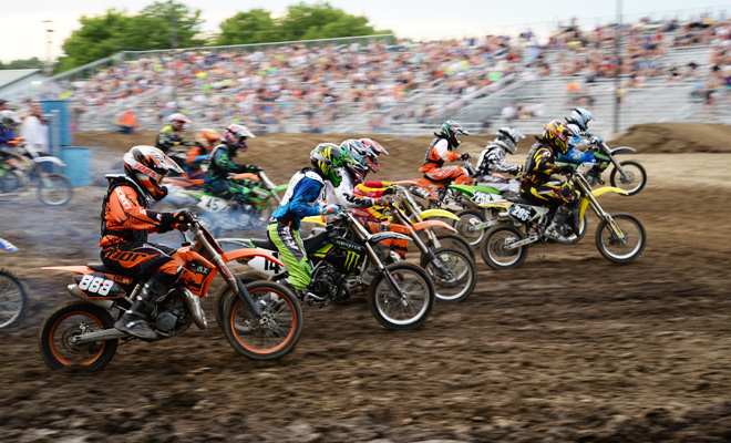 youth riders racing motocross at the Carver County Fair grandstand